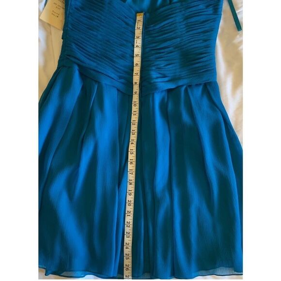 Angelina Faccenda by Morilee NWT size 16 strapless chiffon formal dress - peacoc - Picture 5 of 12